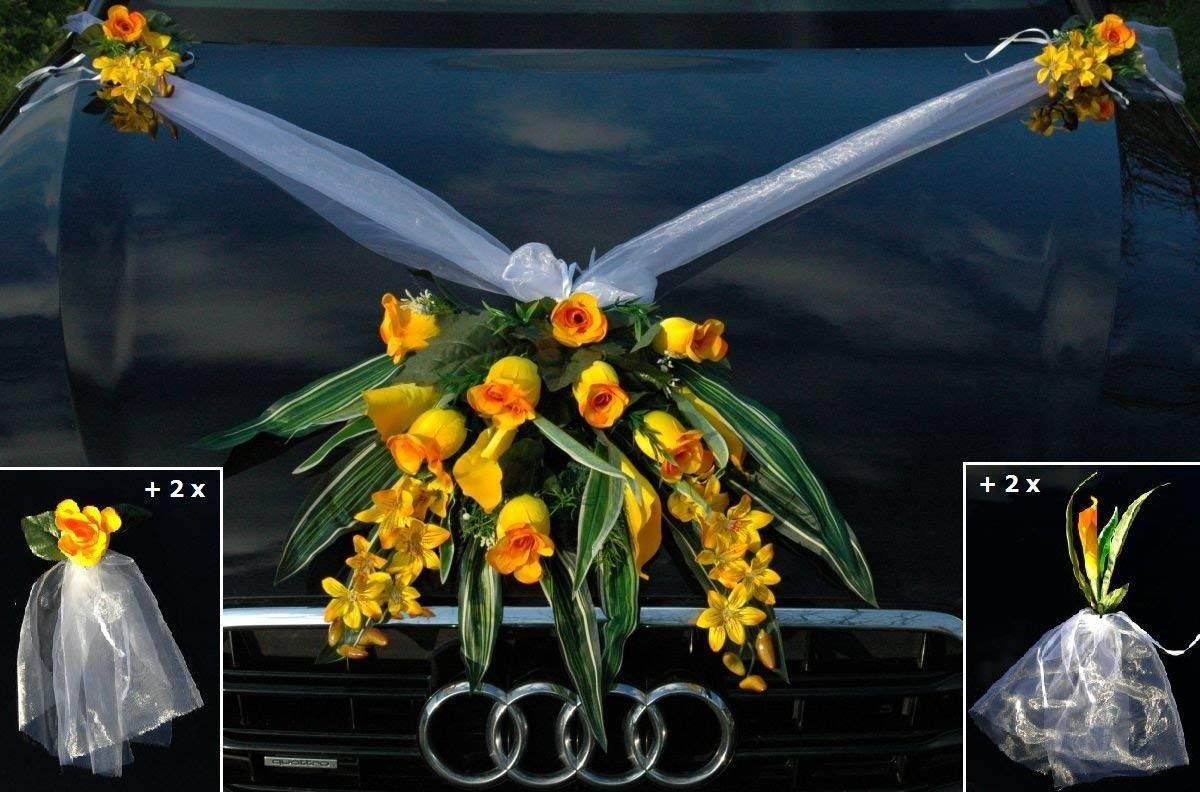 Spitze Strauss car jewellery rose decoration wedding Gelb 5, Yellow 5, Universal - Image 2