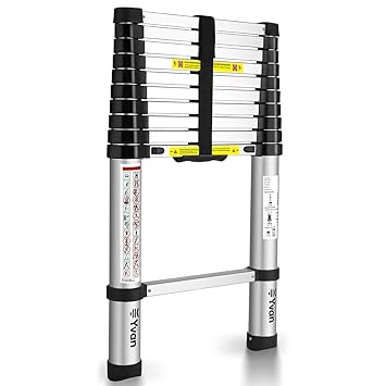 Yvan Telescoping Ladder,10.5 Feet One Button Retraction Aluminum Telescopic Extension Extendable Ladder,Slow Down Design Multi-Purpose Ladder for Household Daily or Hobbies,330 Lb Capacity