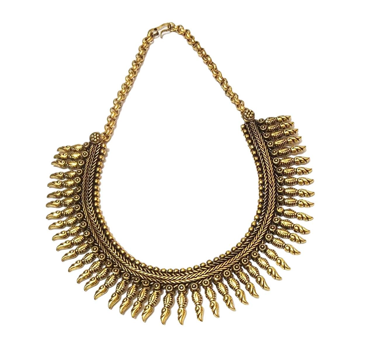 athizay necklace Indian oxidised golden for women traditional jewellery Chokers metal beaded single line choker fashion jewellery (B08525KG9X) Amazon Price History, Amazon Price Tracker
