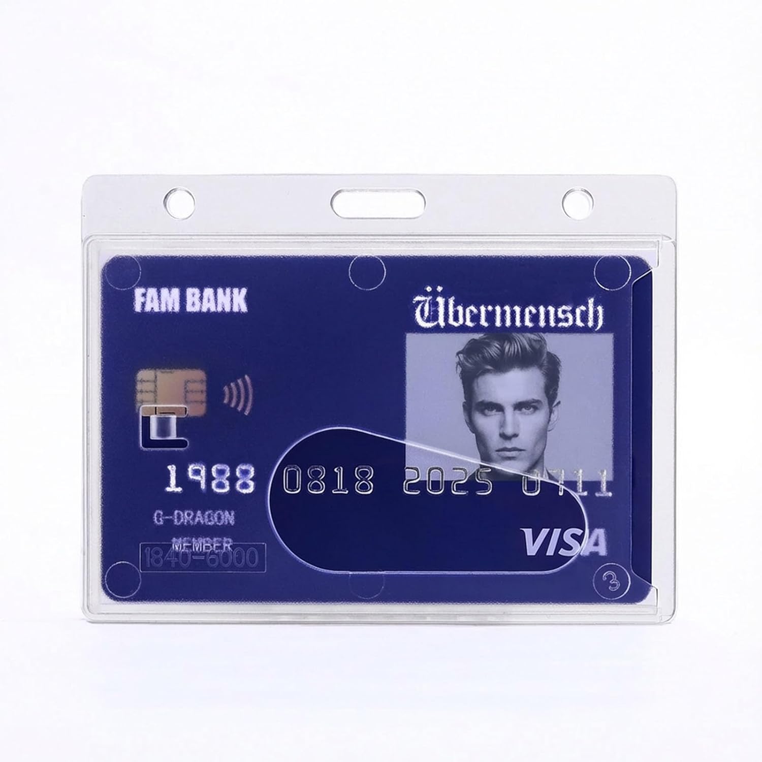 50 Pack Clear Horizontal Badge Holder, Hard Plastic Badge Holder, Rigid Hard Plastic ID Card Holder with Thumb Notch for IDs Credit Cards Driver’s Licenses and Passes by PKVEZVO