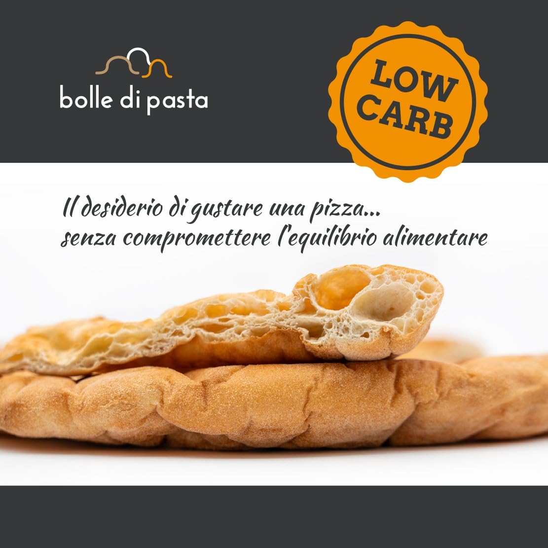 Bolle Di Pasta® Base Pizza Low Carb-Keto – 100% Artigianale, +30% Proteine, Basso Contenuto di Carboidrati – Gustosa e Leggera – Protein-Pizza Proteica - 1 pezzo 200g (4 unità)