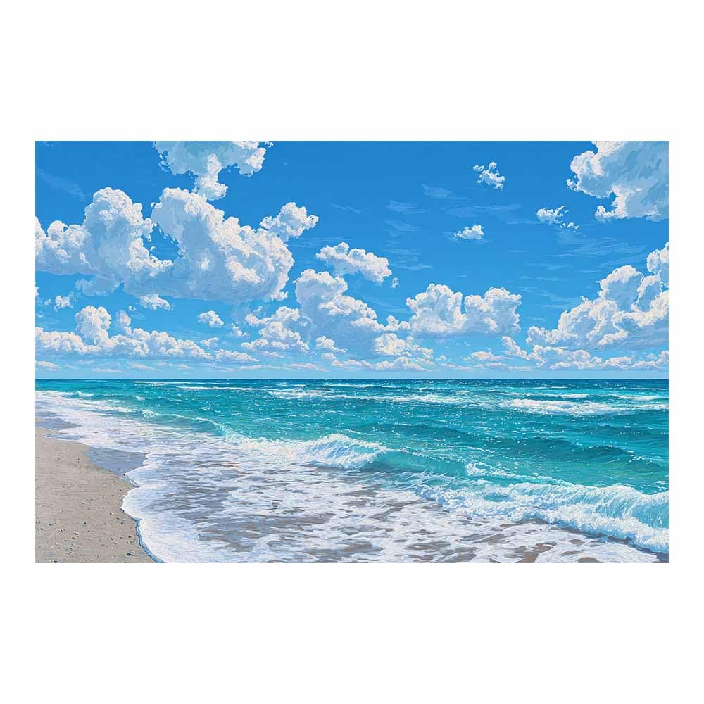 Huyeei Blue Canvas Print Wall Art Sunnys Beachss Modern Nature Landscape Poster, For Living Room, Bedroom,Corridor Office Room Decoretc.(Blue)-70X100cm Unframed