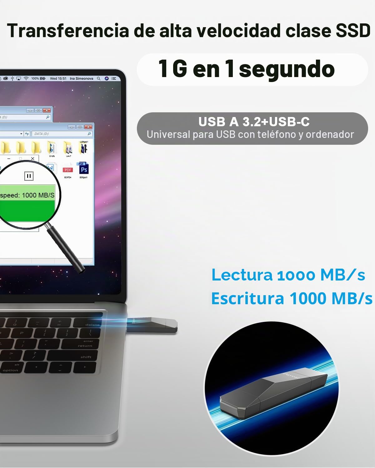 512GB USB C Flash Drive, Dayear Stick USB 3.2 Stick de Almacenamiento con velocidades de Transferencia de hasta 500 MB/s para i-Phone 15/15 más/15 Pro/15 Pro MAX/USB-C iPad/Android/Laptop/Mac