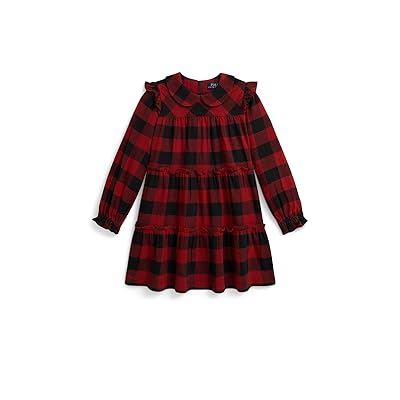 Polo Ralph Lauren Kids Buffalo Check Ruffled Cotton Twill Dress (Toddler/Little Kid) Girl