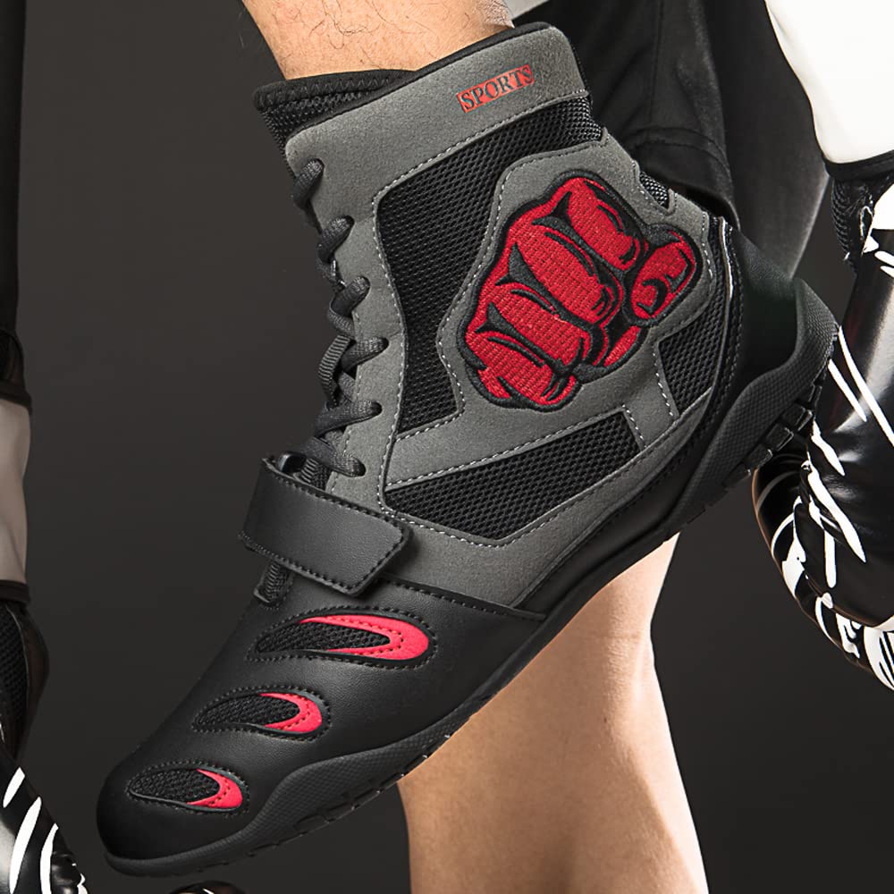 Scarpe da Boxe Wrestling Muay Thai Kickboxing Sparring Boxer Scarpe da Ginnastica Scarpe per Arti Marziali Bodybuilding Stivali da Boxe Sport Traspirante Antiscivolo