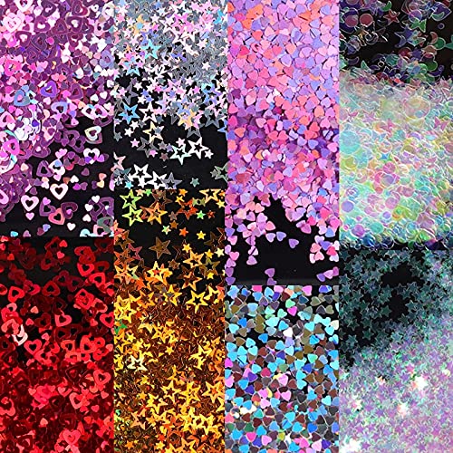 MALAT Holographische Schmetterling Herz Nail Art Glitter Micro Laser Star Flakes 3D Silber Gold Pailletten Polnische… – Bild 6