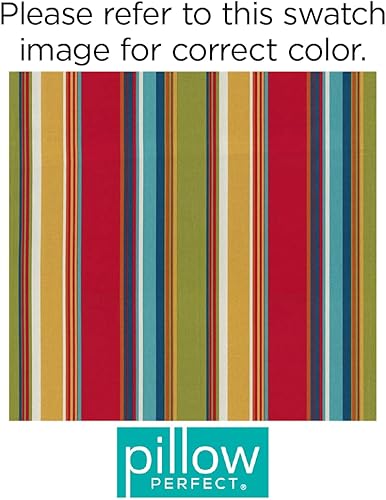 Miniatura 5 de Pillow Perfect - Cojín a rayas para diván de exteriores, relleno de fibra de felpa, resistente a la intemperie y a la decoloración, respaldo sólido,