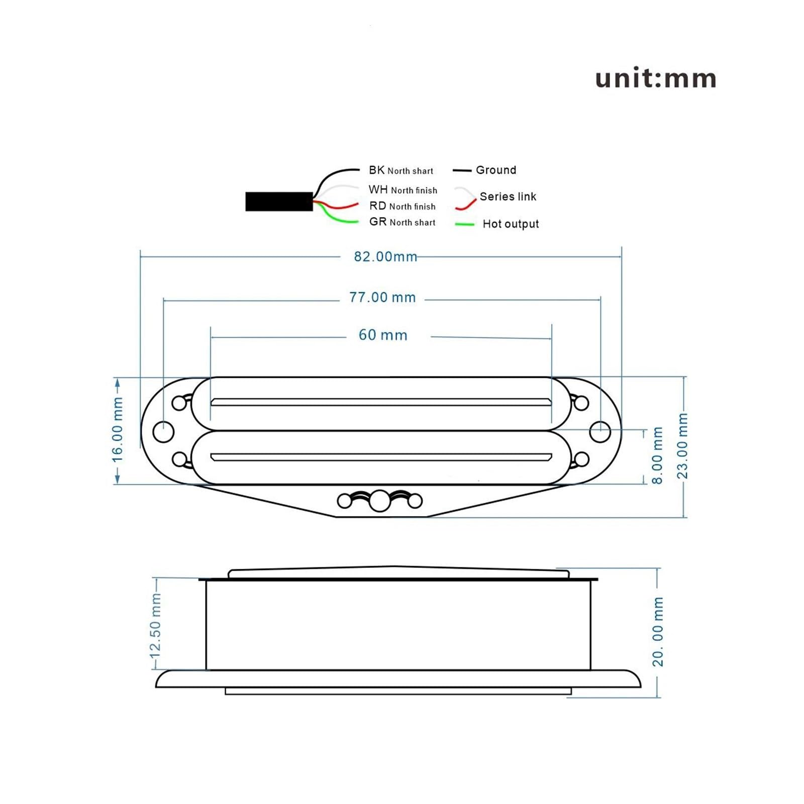 Alnico 5 Dual Rail Coil Elektrischer Tonabnehmer Für Gitarre(Full Bk 15-16K)