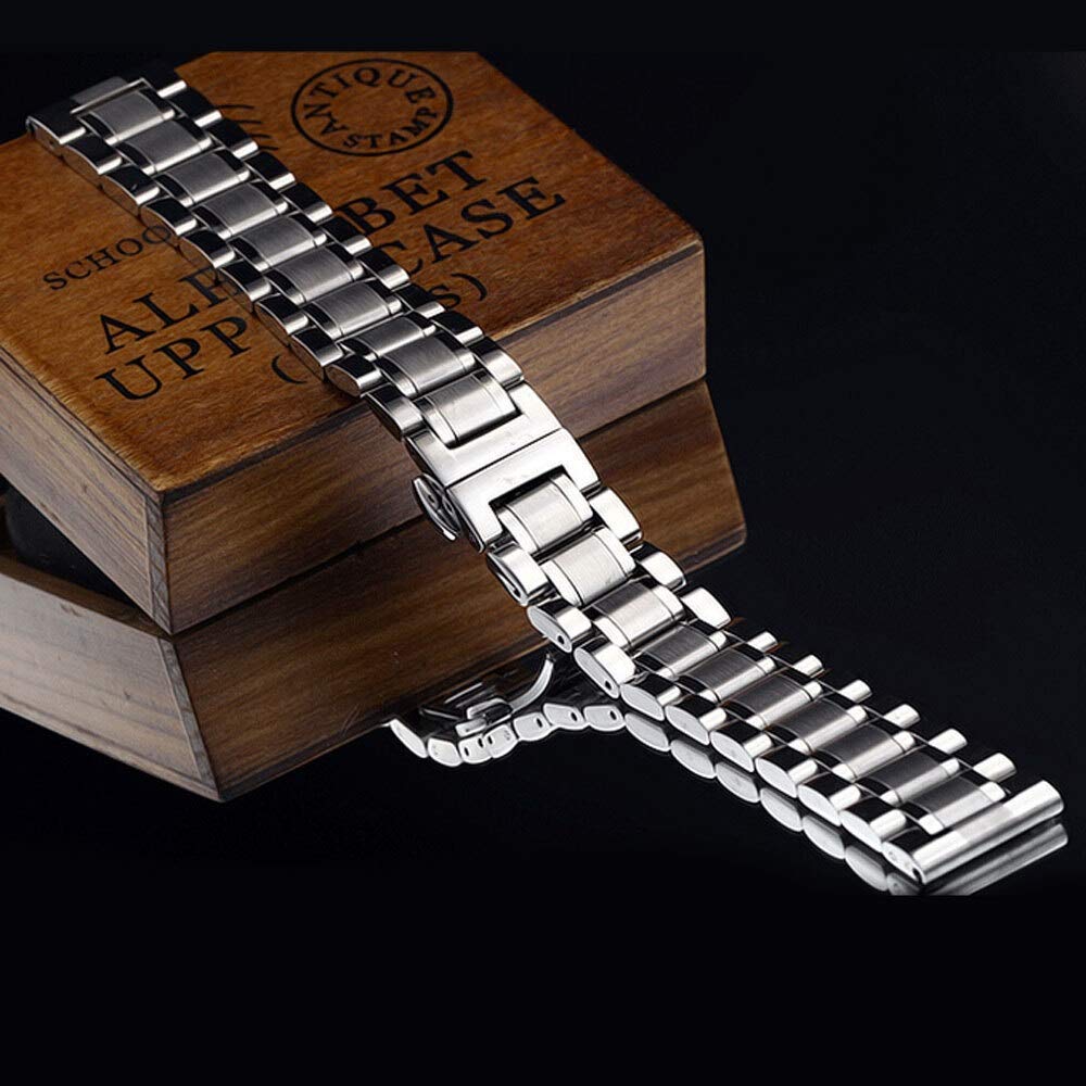 Sangle de montée 18/19/20/22/26/26 / 28 mm de Largeur en Argent en Acier Inoxydable pour Les Montres intelligentes Business Smart Watches (Bande: 26 mm)