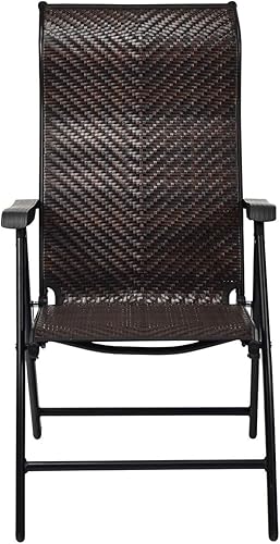 Miniatura 6 de Juego de 2 muebles de jardín para el hogar, jardín, exterior, plegable, para interiores, color marrón, negro, ratán, patio, silla reclinable, junto