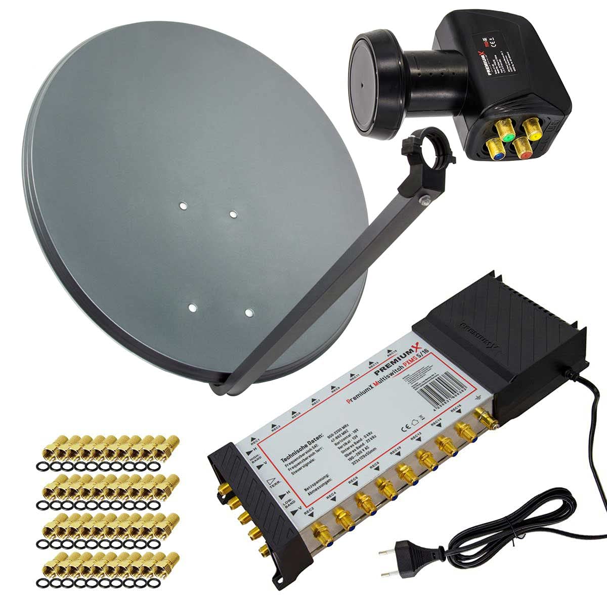 Premium X Satelliten-Komplettanlage 80cm SAT-Schüssel Anthrazit 5/16