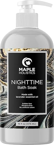 Baño de burbujas nocturno de lujo para mujeres, baño de aromaterapia para dormir, fórmula vegana relajante y nutritiva con aceite esencial de