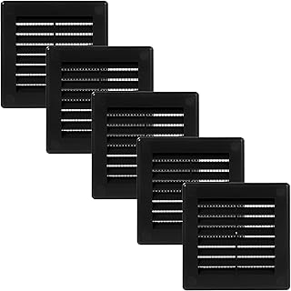 Vent Systems 3" x 3" Inch (Opening Dimensions) - Pack of 5 - Plastic Black Soffit Vent Cover - Flat Square Air Vent Grille - Air Vent Deflector - HVAC 4" x 4" Inch (Overall Dimensions)