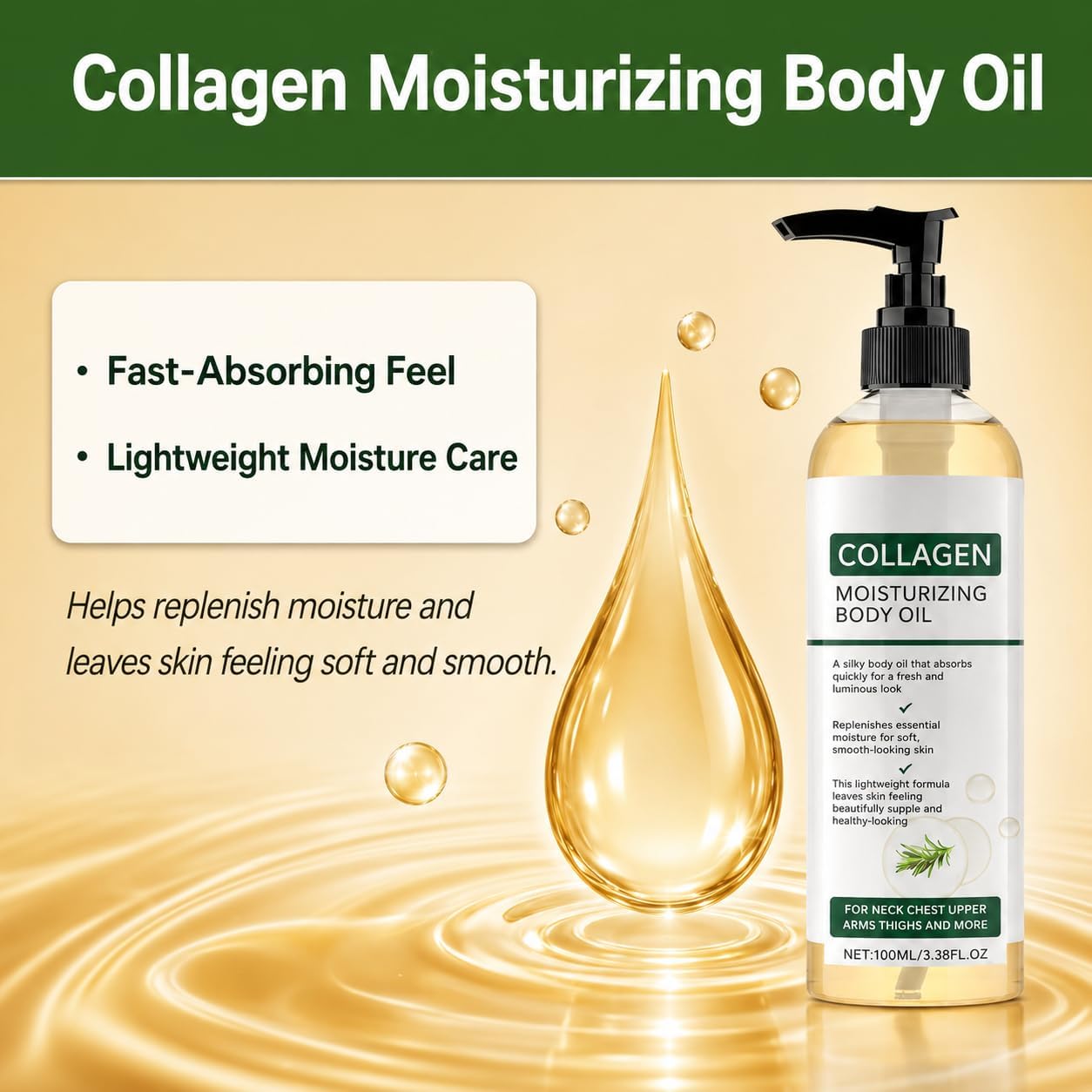 Collagen & Vitamin Enriched Firming Body Oil, 3.38 fl oz