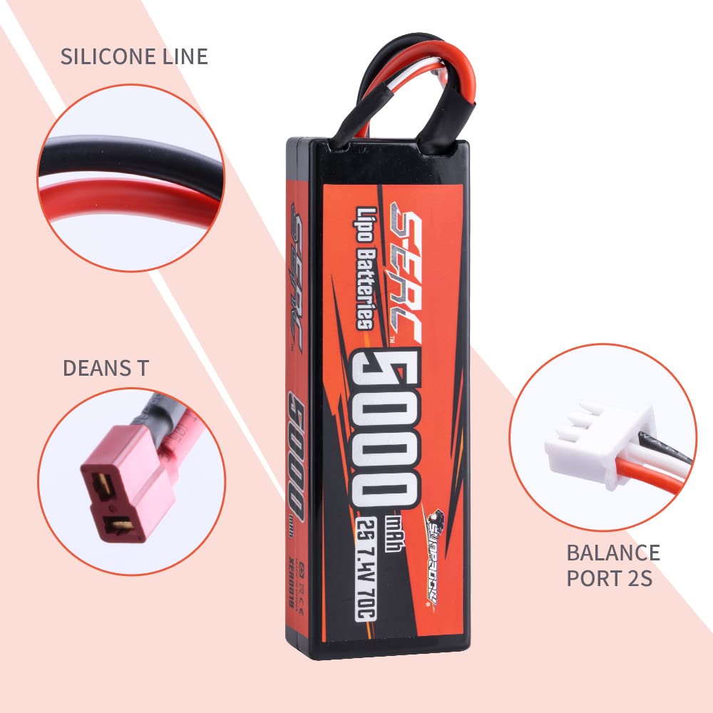 SUNPADOW Lot De 2 Piles Lipo 4S 14,8 V 5300 MAh 100 C Coque Rigide Avec Prise EC5 Pour Véhicules RC - Réservoir De Voiture - Poussette Truggy Boat Racing Hobby
