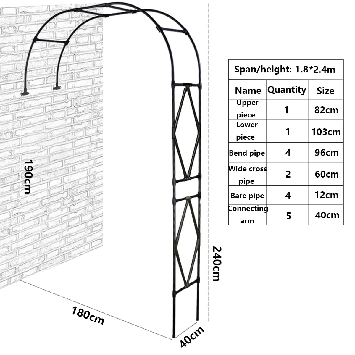 Weißes achteckiges Rankgitter für die Wand, 1,8 m, Kletterstützrahmen mit halbseitigem Design