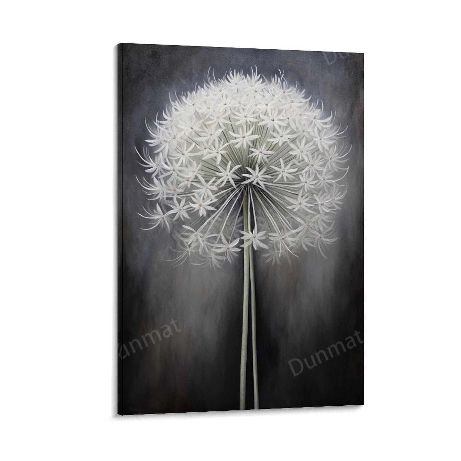 FYFMUSHE Vintage Rustic Dandelion Bedroom Decor Wall Art White Wild Nature Plant Modern Canvas Print Poster Framed Painting Artwork for Living Room Office 12x18inch(30x45cm)