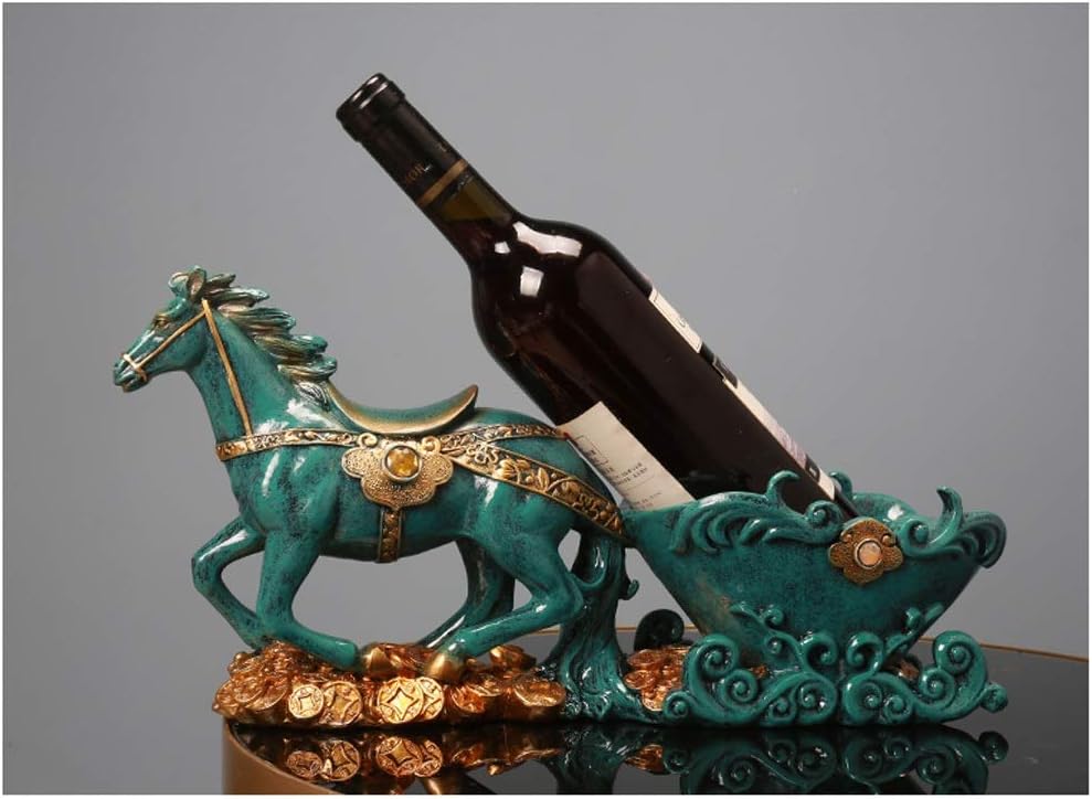 Home bar Wine Rack Wine Bottle Holder Resin Decoration Wine Bottle Rack Handmade Horse Tabletop Wine Rack Bar Cabinet Decoration Gift for Home Kitchen Dining Room (Color : B)