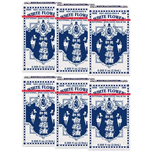 White Flower External Analgesic Balm Oil 2.5ml/ 0.085fl Oz, Authentic US Import (6 Pack)