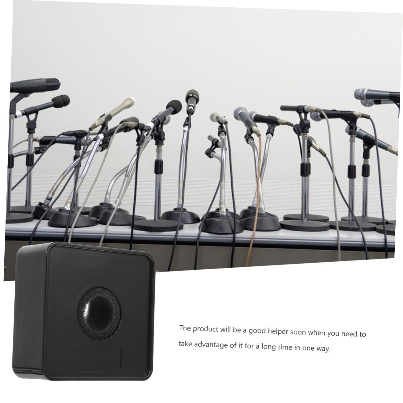 2pezzi Microfono Professionale Con Supporto Logo Per Presentatori Stazione Microfono Per Registrazioni Audio e Broadcast Base Stabilizzata e Design Elegante Nero