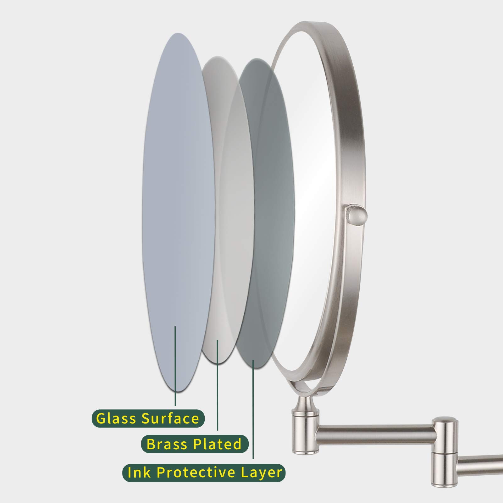 Nicesail Wall Magnifying Mirror Shaving Bathroom Mirror, DoubleSided