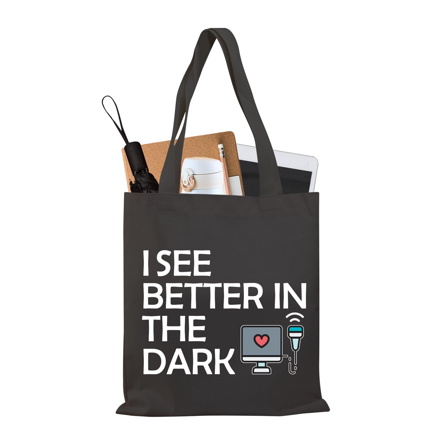 PLITISonographer Tote Bag Ultrasound Technician Gift Sonography Tech Gift Radiologist Gift I See Better In The Dark