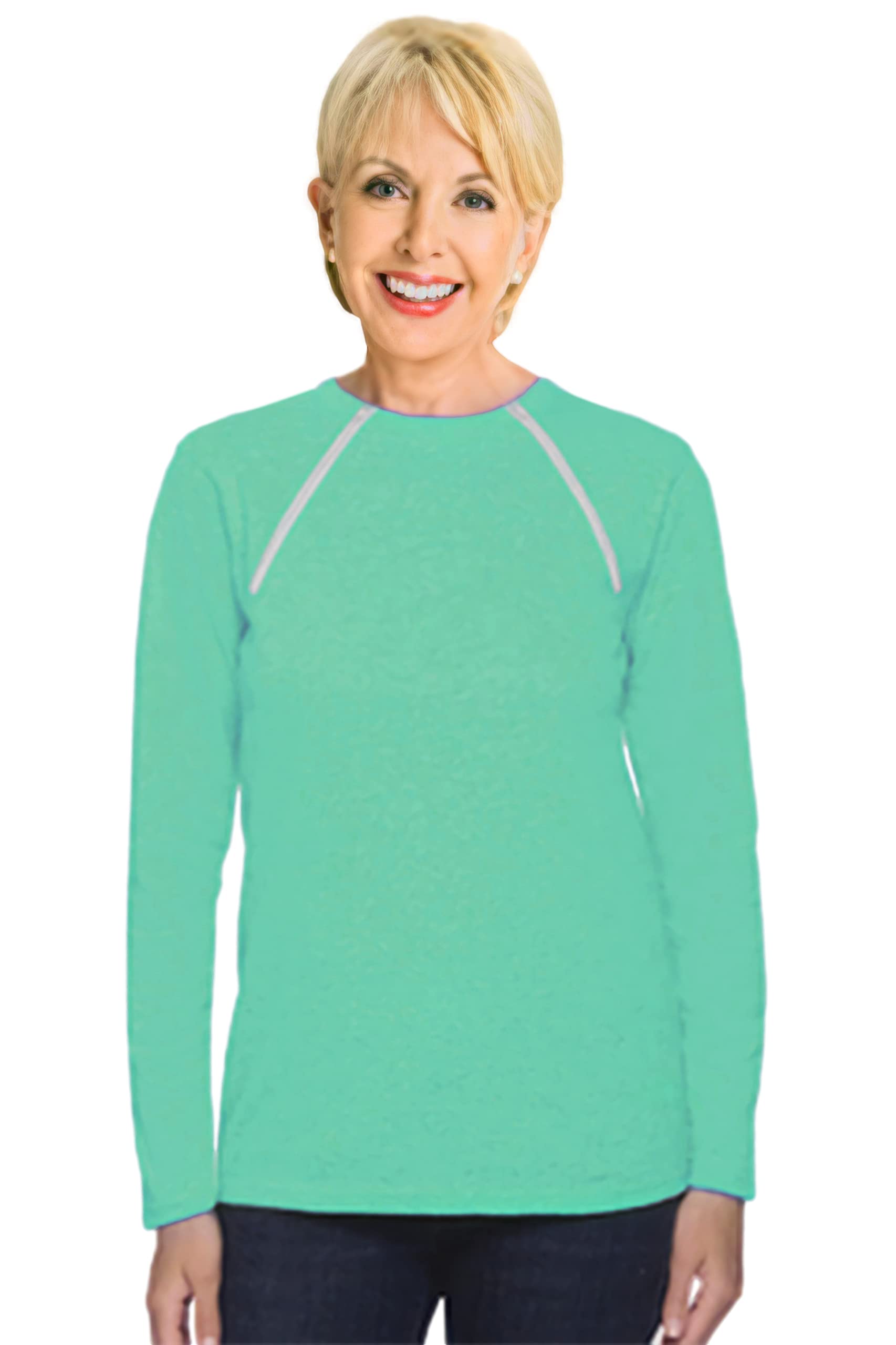 ComfyChemo® CHEMOWEAR : Women's Long Sleeve Chemotherapy Port Zipper Shirts