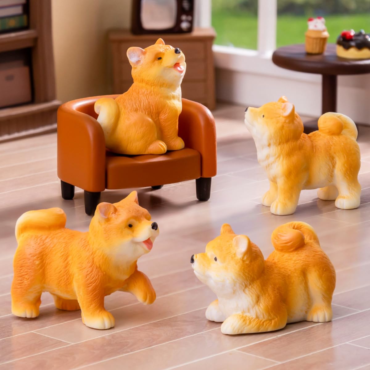 KARLOR Mini Dog Figures Set, 6 Pieces Shiba Inu Statues, Cute Puppy Ornaments, Dog Sculpture, Pets Figure, Animal Ornaments - Image 3