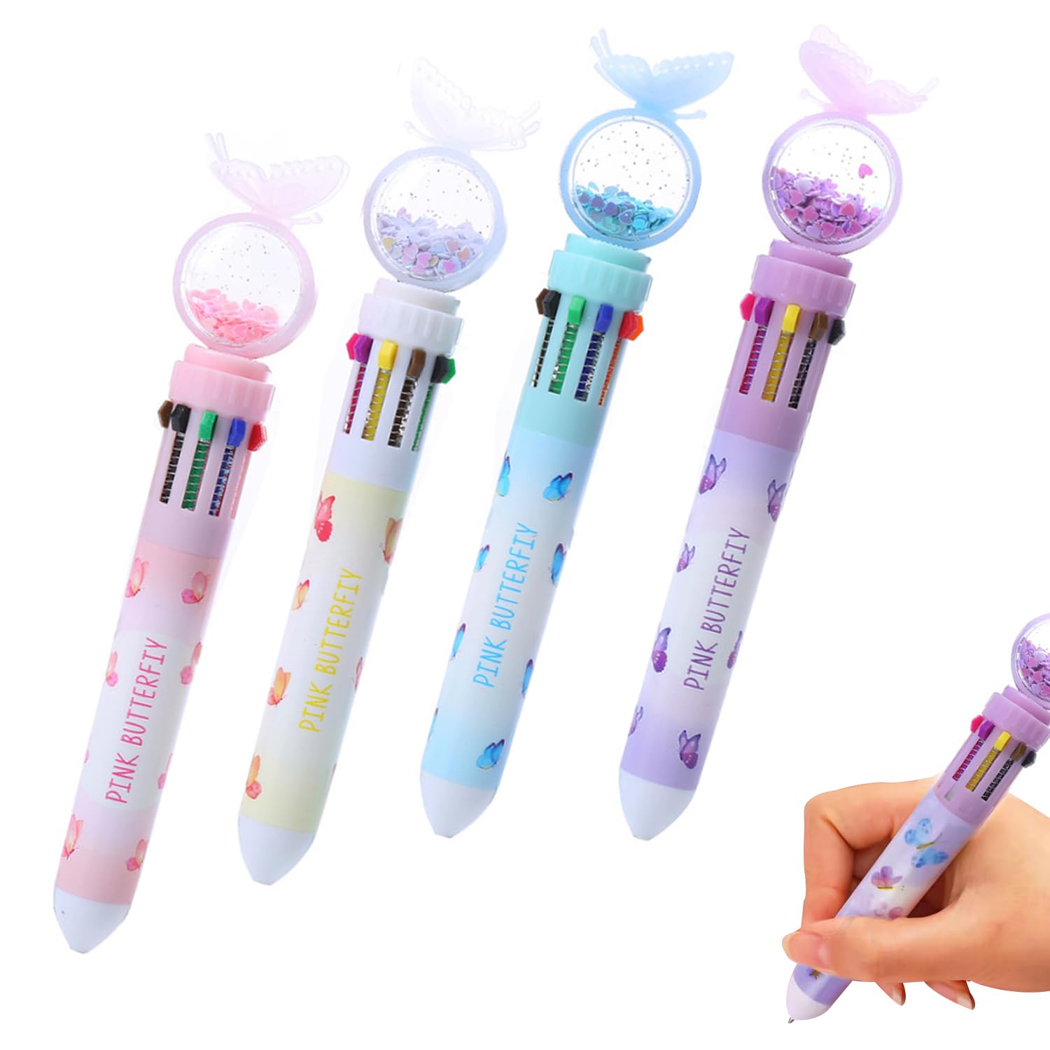 Amazon | ボールペン文房具セット【4個入り】キラキラペン 文房具 多色  