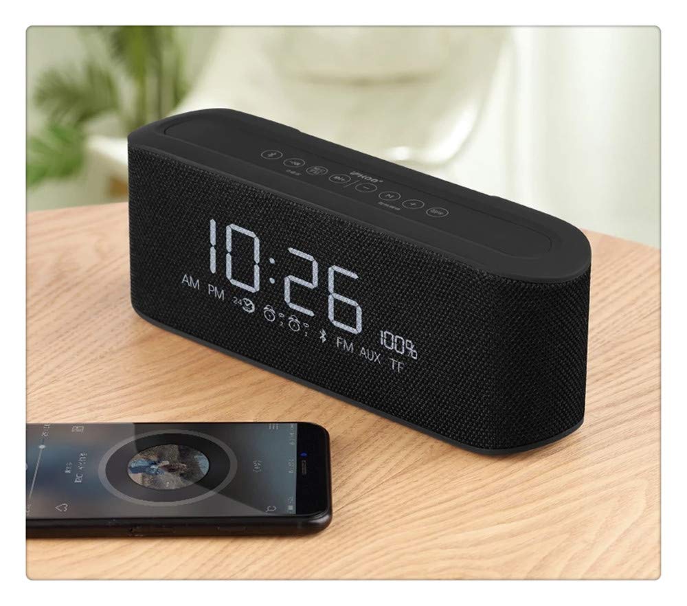 Reloj Despertador Usado como Radio, Altavoz Inalámbrico Bluetooth, Mini Estéreo, Teléfono Móvil, Subwoofer, Subwoofer, Calendario, Termómetro, 21.5cm