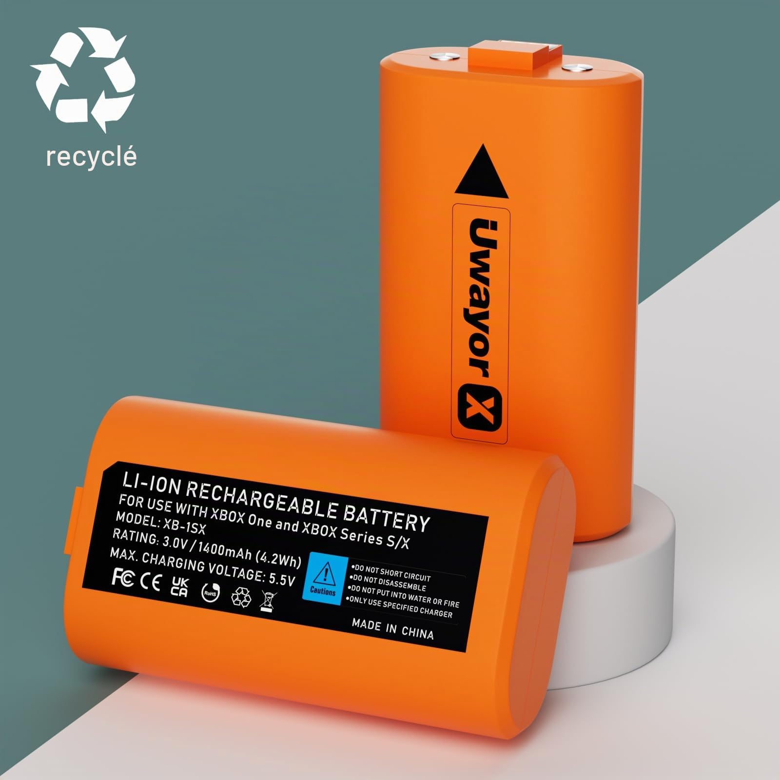 Batterie Xbox Batteries pour Xbox Series X, Xbox Series S, Xbox One, Xbox One S, Xbox One X, Xbox One Elite Controller One Battery Pack Orange x2