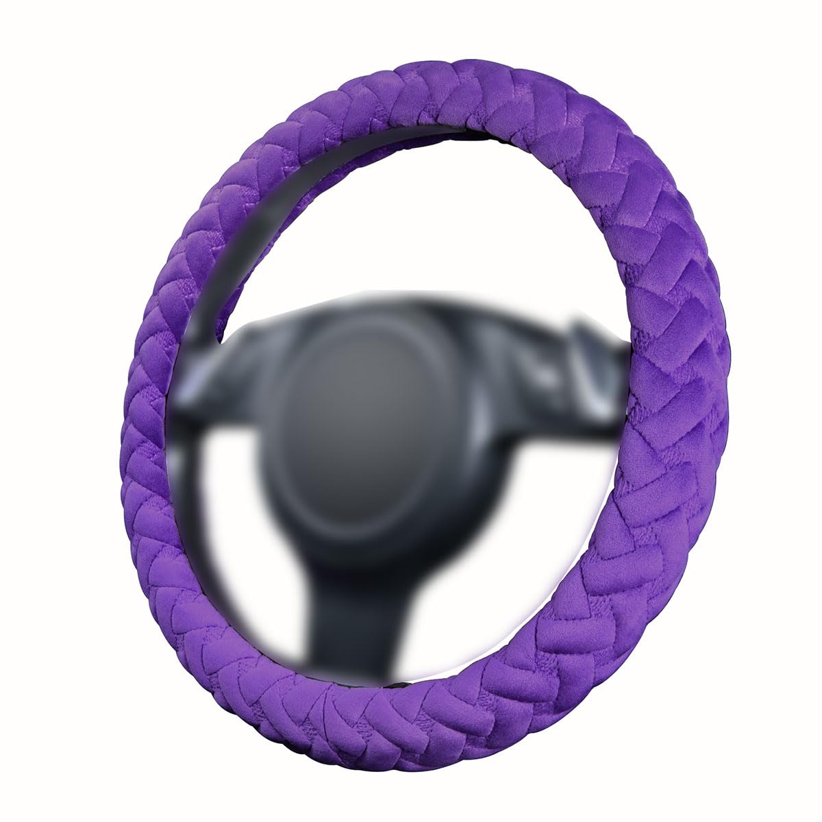 Flying Banner car Steering Wheel Cover Massage Velvet Warm Universal Size 15 inches SUV Truck Anti Slip Odorless Summer Winter (Purple, Velvet Massage