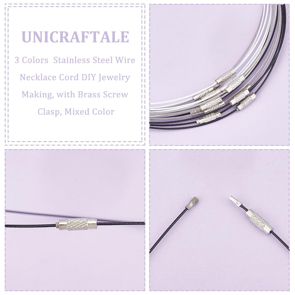 UNICRAFTALE Collana con Filo Nero Collana con Filo in Acciaio Inossidabile Collana Girocollo con Chiusura A Vite in Ottone Collana con Filo Catene Collana con Filo Corda Creazione di Gioielli