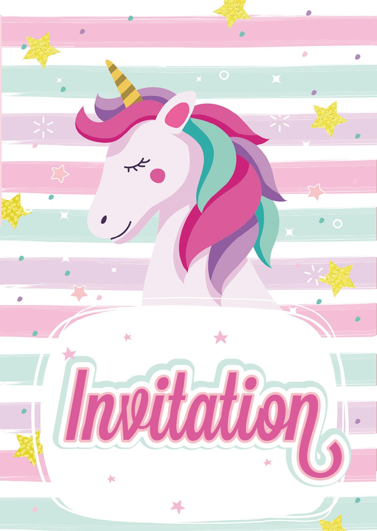 Lot de 10 Invitations Licorne pour Anniversaire Fille - Edition Colibri