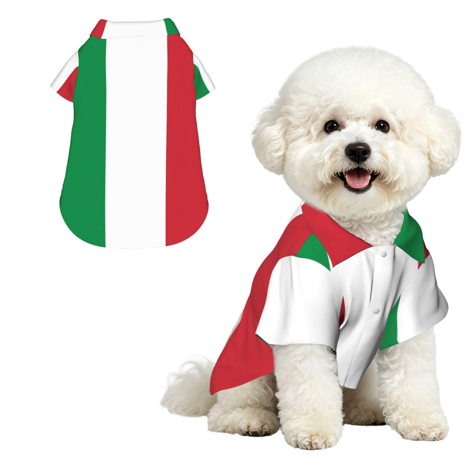 Dog Hawaiian Shirt Summer - Cute Tropical Pet Clothes For Small Dogs Cats - Lightweight Beach Outfit Italian Flag