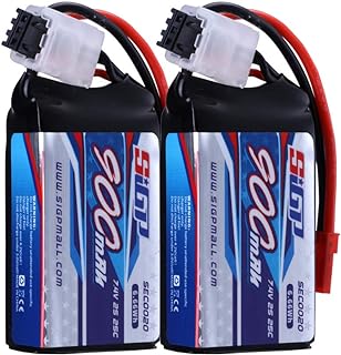 SIGP 7.4V 2S Lipo Battery 900mAh 25C Soft Pack RC Battery with JST Plug for RC Airplane Quadcopter Helicopter Drone FPV Racing Hobby 2 Packs