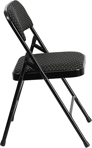 Miniatura 25 de Flash Furniture serie Hércules silla plegable en dos, triple refuerzo curvo, color borgoña gris - 4 unidades, Tela Patrón negro.,Estampado Borgoña