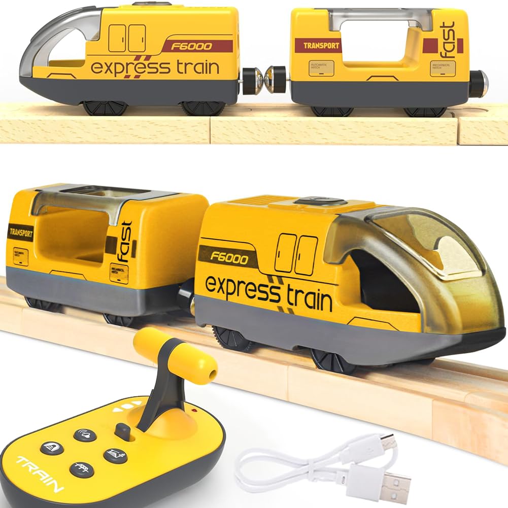 TOPLIVING Track Accessories Remote Control Train, Battery Operated Locomotive Train for Wooden Track, Motorized Train (Magnetic Connection) Compatible with Thomas, Brio, Chuggington โ image 1