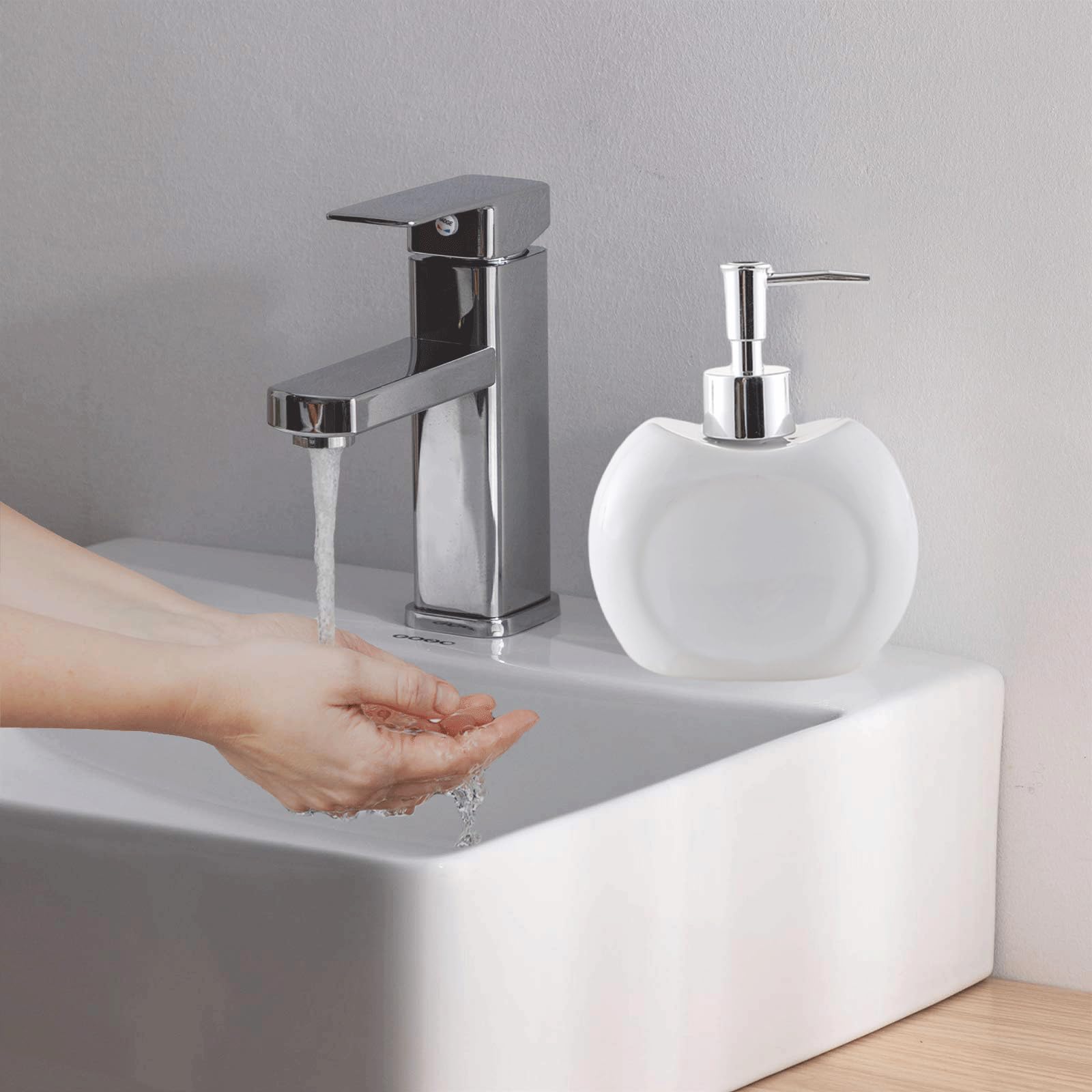 Dozownik mydła do wielokrotnego napełniania ceramiczny dozownik mydła 300 ml kreatywny kształt dozowniki mydła w płynie ze srebrną pompką balsam do wielokrotnego napełniania dozownik do mycia naczyń