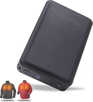 12V/7.4V Battery Pack for Heated Vests,Heated Jackets and Heated Hoodies,Compatible with Milwaukee,DEWBU,Venustas,ORORO,PD30W Power Bank for iPhone/iPad & 12V Devices Black, Milliamp Hours, 20000
