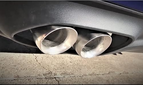 Miniatura 10 de NETAMI 3 "entrada a 4" Quad Staggered Outlet Puntas de escape de acero inoxidable doble pared negro cromado acabado un par