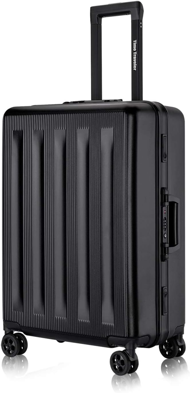 Carry-On Foveate Hardside Aluminum Frame Luggage, 20" Suitcase with Great Intensity, Scratch-Resistant, Easy for Both of Pleasant and Business Trip, Equipped with Two Locks, Black