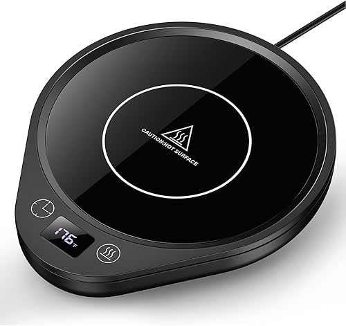 Calentador de taza de café, calentador de café eléctrico para escritorio con apagado automático, calentador de velas, 3 temperaturas y 6 ajustes de