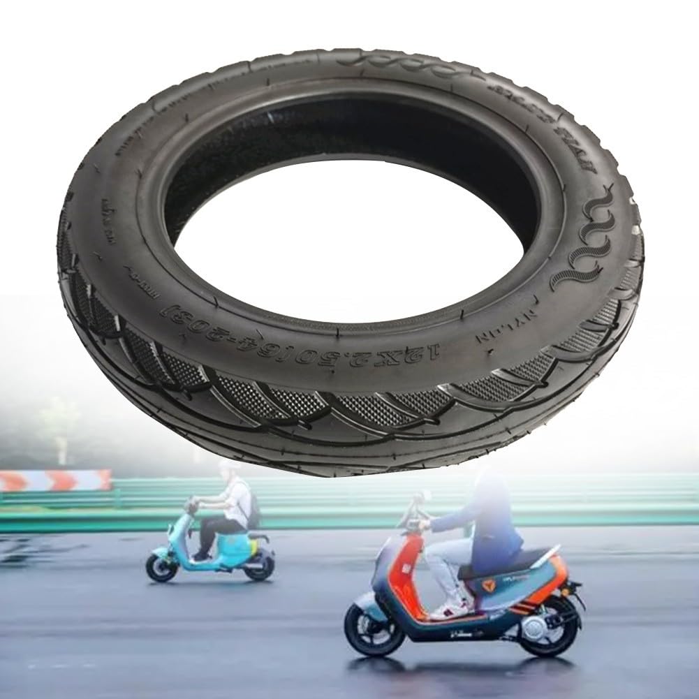 Pneu Sans Chambre à Air 12x2.50 - Pour Vélo Électrique Et Scooter - Caoutchouc Robuste - Noir