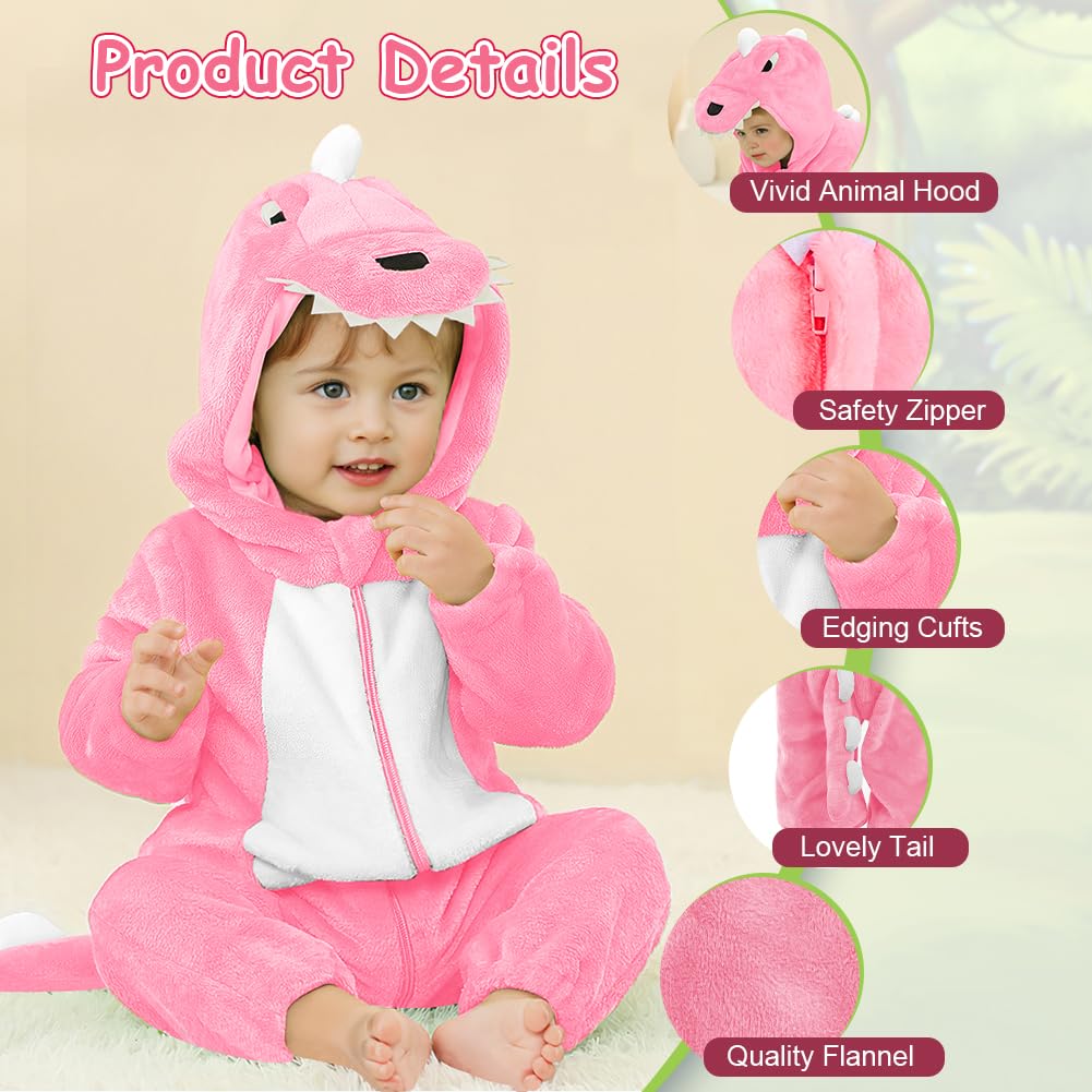 DiULi Unisex Baby Toddlers Romper, Winter Hooded Romper, Flannel Animal Hooded Rompers Jumpsuit - Image 4
