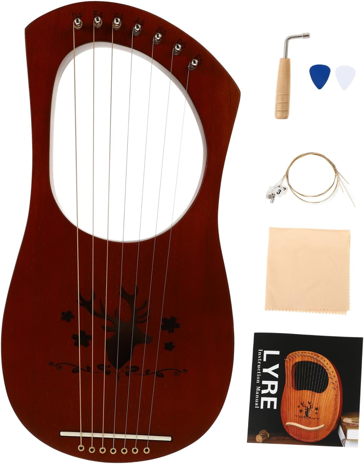 FUNOMOCYA 1 Set 7note Lyre Lyres Harp Strings Lyre Harp 16 Strings 7 Metal Strings