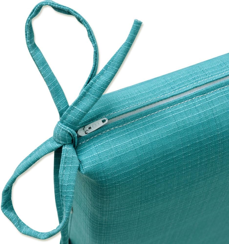 Pillow Perfect Forsyth Solid Indoor/Outdoor Patio Seat Cushions Plush Fiber Fill, Weather and Fade Resistant, Square Corner - 20" x 20", Blue, 2 Count