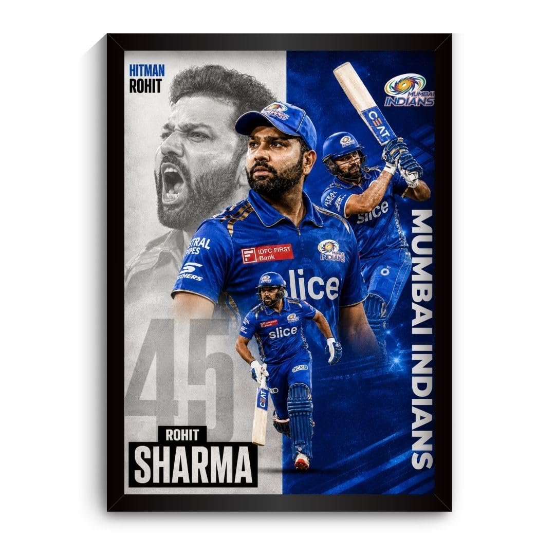 Rohit Sharma Framed Poster (31 x 23 cm) | HITMAN 45 Wall Art | Indian Cricket Team Memorabilia | Cricket Fan Gift | Sports Room Decor | Premium Framed Cricket Poster (F_179)-image-42