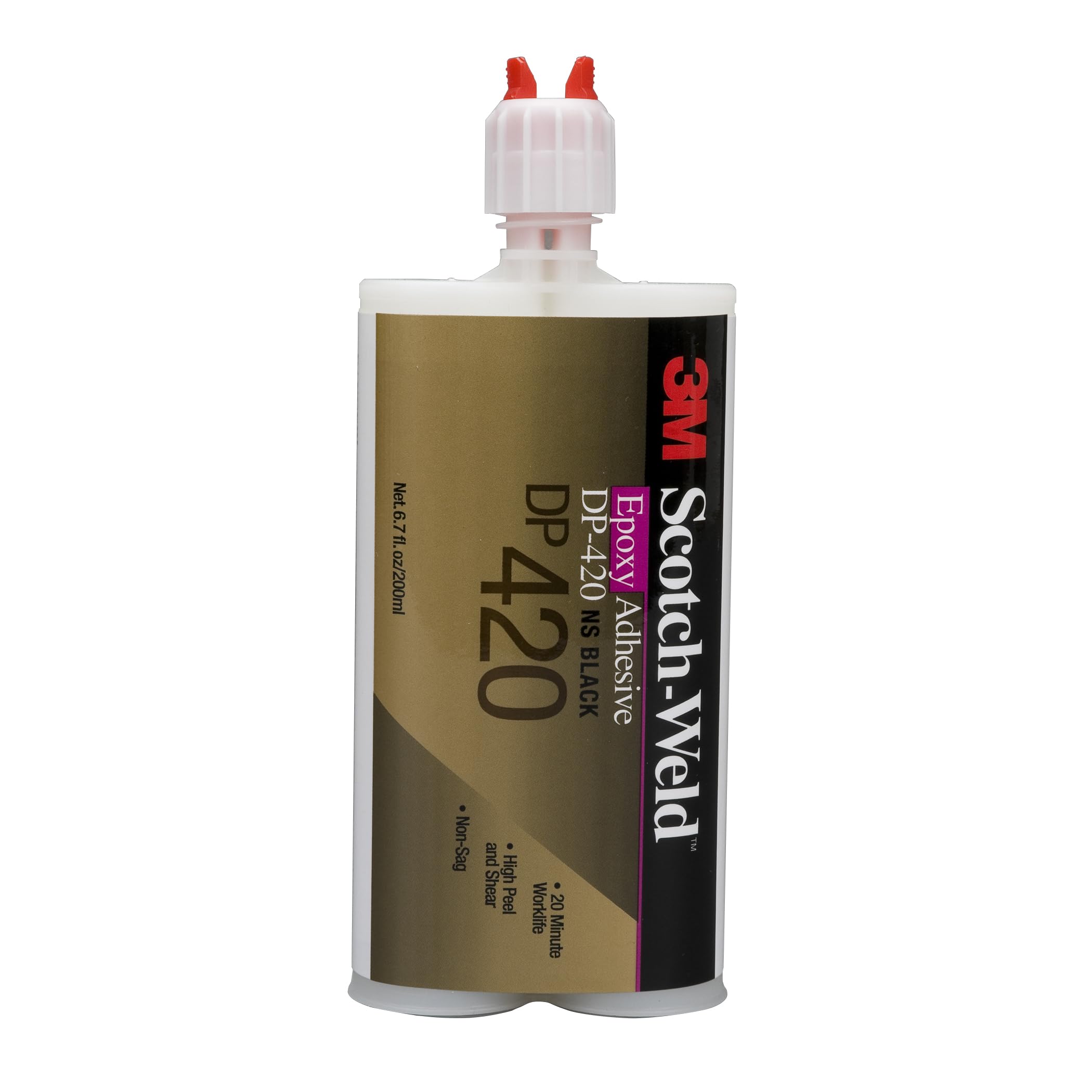 3M Scotch-Weld Epoxy Adhesive DP420NS, Black, 200 mL Duo-Pak, Net. 6.7 fl. Oz., Non-Sag, High Peel and Shear Strength, 1 Each