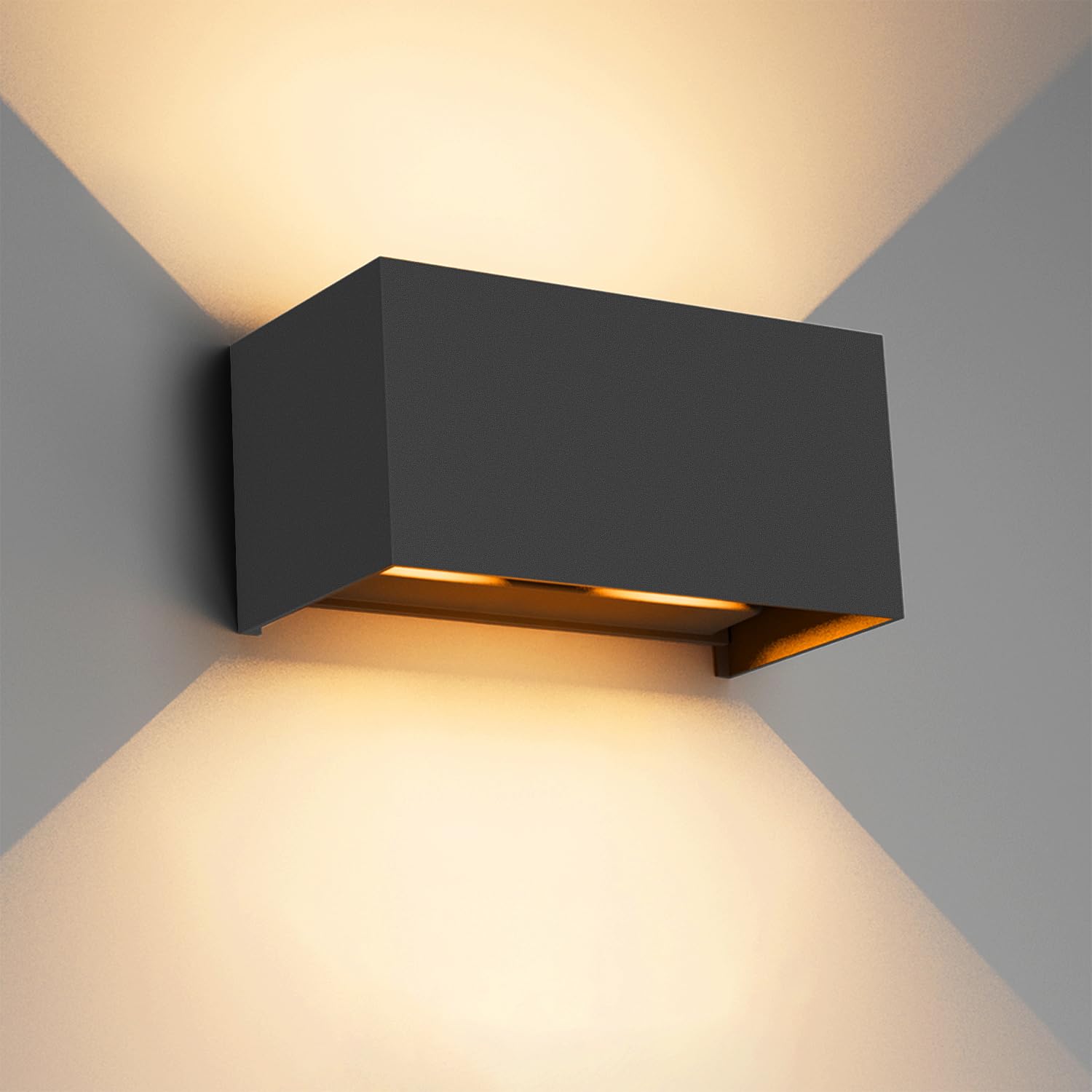 Klighten Lampa ścienna LED do użytku wewnątrz i na zewnątrz, 24 W, z regulowaną wiązką, wodoszczelność IP65, 2700-3000 K, ciepła biel, lampa ścienna czarna